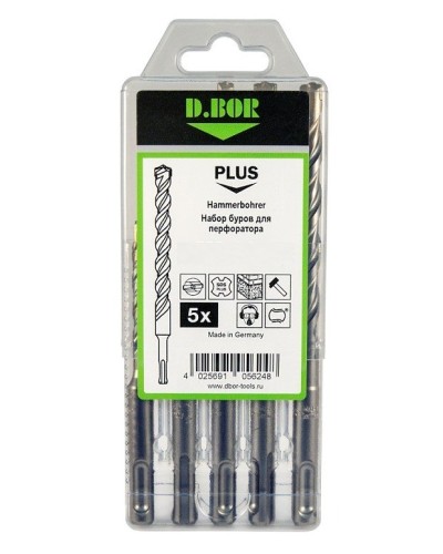 Набор буров SDS-plus V PLUS 5шт, 2-cutting (242030): Набор буров SDS-plus (6х110 мм; 6,8,10,12х160 мм) в Майкопе
