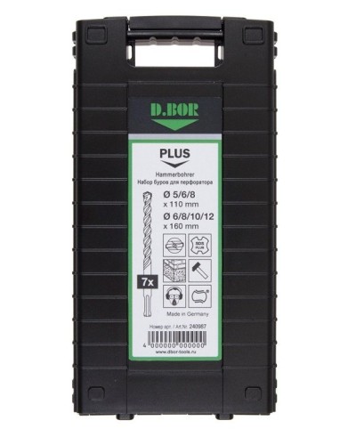 Набор буров SDS-plus V PLUS 7шт, 2-cutting (240987). Набор буров SDS-plus (5,6,8х110 мм; 6,8,10,12х160 мм). D.BOR в Майкопе