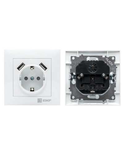 Валенсия розетка 1-местная с/з 16А (EWR16-028-10-2USB). Розетка 1-местная с/з 16А. EKF в Майкопе