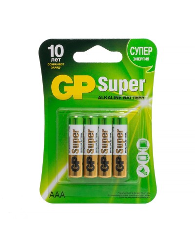 GP Super Alkaline 24A AAA (GP 24A-2CR4), упак. 4 шт. БЛИСТЕР. Алкалиновые батарейки. GP Batteries в Майкопе
