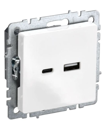 Розетка USB A+C 18Вт РЮ11-1-БрБ белый BRITE (BR-U22-018-K01). Розетка USB. IEK в Майкопе
