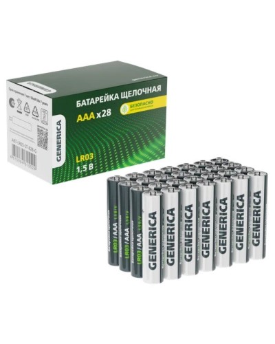 Батарейка Alkaline LR03/AAA GENERICA (28 шт) (ABT-LR03-ST-B28-G). Батарейка щелочная. IEK в Майкопе