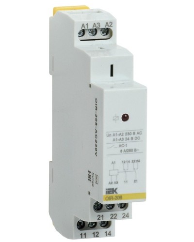 Реле промежуточное модульное OIR 2 контакта 8А 230В AC (OIR-208-AC230V). Реле промежуточное модульное. IEK в Майкопе
