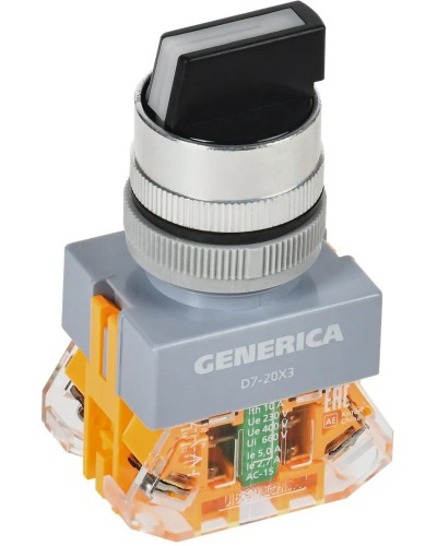 Переключатель D7-20X3 на 3 положения черный GENERICA (BSW50-20X3-3-21-3-K02-G). Переключатель. IEK в Майкопе
