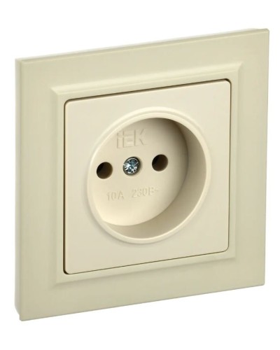 Розетка без з/к в сборе РСР10-1-0-БрКр бежевый BRITE (BR-R10-10-K10-F). Розетка без заземления без защитных шторок. IEK в Майкопе
