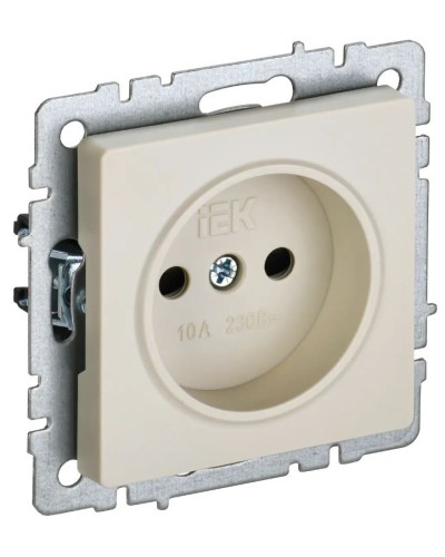 Розетка без з/к РСш10-2-БрКр бежевый BRITE (BR-R13-10-K10). Розетка без заземления с защитными шторками. IEK в Майкопе