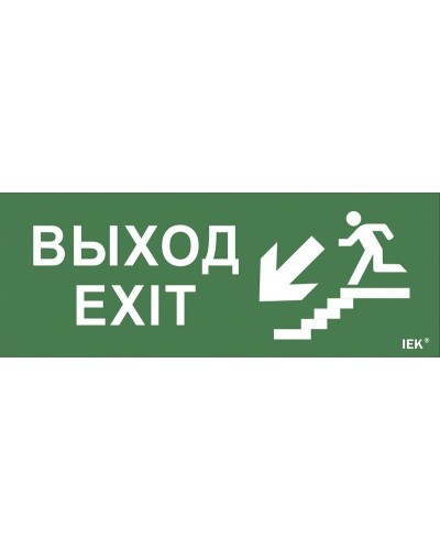 Самоклеящаяся этикетка Выход/лестница вниз/фигура для ССА (LPC10-1-35-13-VLVNF). Самоклеящаяся этикетка 240х90 мм. IEK в Майкопе