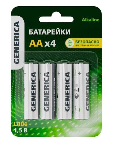 Батарейка Alkaline LR06/AA GENERICA (4 шт) (ABT-LR06-ST-L04-G). Батарейка щелочная. IEK в Майкопе