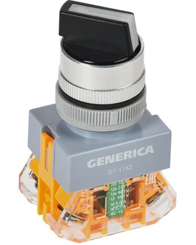 Переключатель D7-11X2 на 2 положения черный GENERICA (BSW50-11X2-3-21-2-K02-G). Переключатель. IEK в Майкопе