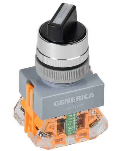 Переключатель D7-11X22 на 2 положения черный GENERICA (BSW50-11X22-3-22-2-K02-G). Переключатель с самовозвратом. IEK в Майкопе