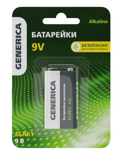 Батарейка Alkaline 6LR61 9V GENERICA (ABT-6LR619V-ST-L02-G). Батарейка щелочная. IEK в Майкопе