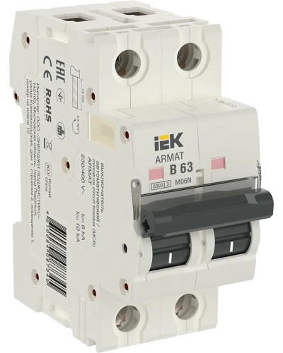 M06N 2P B 63А 6кА ARMAT (AR-M06N-2-B063). Автоматический выключатель. IEK в Майкопе