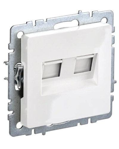 Розетка RJ45 РК10-2-БрБ кат.5E, белая BRITE (BR-K20-1-K01). Розетка компьютерная двойная. IEK в Майкопе