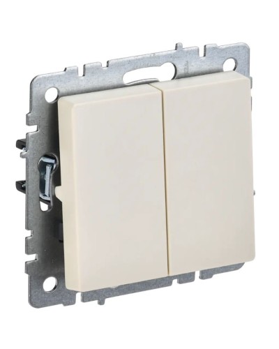 Выключатель 2-клавишный проходной ВС10-2-6-БрКр бежевый BRITE (BR-V22-0-10-K10). Выключатель. IEK в Майкопе