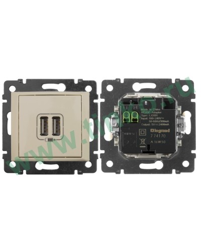 Розетка Valena двойная, USB, слоновая кость (774170). Розетка. LegranD в Майкопе