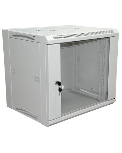 Шкаф телекоммуникационный 19 настенный 9U 600×600×500 мм (ШxГxВ) - передняя дверь стекло, боковые стенки съемные (разобранный) RAL 7035 (04-2221). Шкаф телекоммуникационный 19 настенный 9U. Rexant в Майкопе