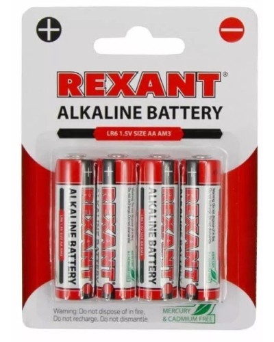 Алкалиновая батарейка AA/LR6 1,5 V 4 шт. блистер REXANT (30-1027). Элемент питания. Rexant в Майкопе