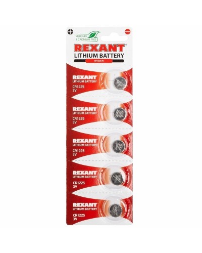 Литиевые батарейки CR1225 3 V 48 mAh (30-1103). Элемент питания. Rexant в Майкопе