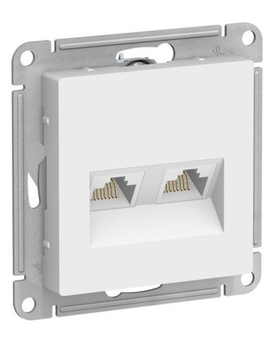 AtlasDesign розетка RJ45+RJ45, 2-местная, скрытой установки, механизм, белый (ATN000185). Розетка компьютерная. Systeme Electric в Майкопе