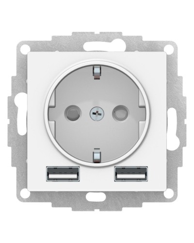 AtlasDesign розетка 1-местная с 2 USB A+A, скрытой установки, механизм, белый (ATN000130). Розетка с USB. Systeme Electric в Майкопе