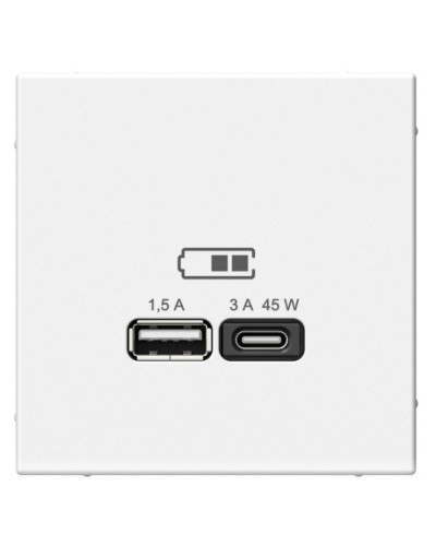 ArtGallery розетка USB тип-A+C 45Вт, скрытой установки, механизм, белый (GAL000129). Розетка USB. Systeme Electric в Майкопе