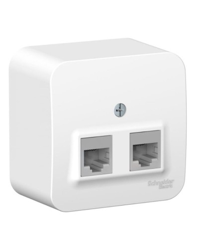 BLANCA розетка RJ45 2-местная, кат. 5Е, открытой установки, белый (BLNIA045451). Розетка компьютерная с изолированной пластиной. Systeme Electric в Майкопе