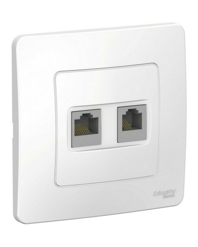 BLANCA розетка RJ45+RJ11 2-местная, кат. 5Е, скрытой установки, белый (BLNIS045111). Розетка компьютерная + телефонная. Systeme Electric в Майкопе