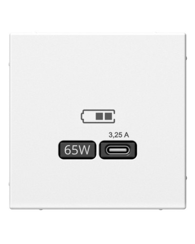 ArtGallery розетка USB тип-С 65Вт высокоскоростной заряд. QC, PD, скрытой установки, механизм, белый (GAL000127). Розетка USB. Systeme Electric в Майкопе