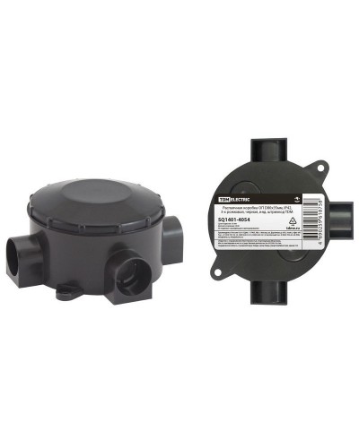 Распаячная коробка ОП D80х35мм, IP42, 3-х рожковая, черная TDM (SQ1401-4054). Распаячная коробка ОП. TDM ЕLECTRIC в Майкопе