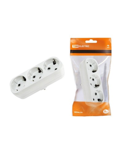 Блок на 3 гнезда 2П+З плоский 16А 250B TDM (SQ1806-0033). Розетка. TDM ЕLECTRIC в Майкопе