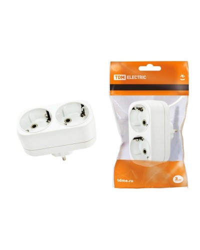 Блок на 2 гнезда 2П+З плоский 16А 250B TDM (SQ1806-0026). Розетка. TDM ЕLECTRIC в Майкопе
