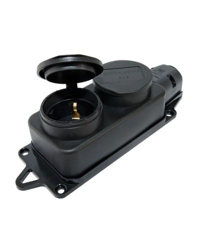 Розетка двухместная 2Р+РЕ 16А 250В IP44 (SQ0612-0037). Розетка двухместная с заглушками каучук. TDM ЕLECTRIC в Майкопе