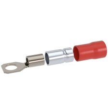 Наконечник НКИ 0,25-1,5 М6 (D6,4мм) с отверстием под винт (100 шт) (2A6P-DS-PVC). Наконечник с отверстием под винт и изолированным фланцем ПВХ, двойная гильза. ДКС