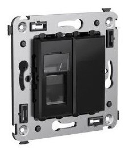 Розетка RJ-45 в стену Avanti одинарная черный квадрат (4402463). Розетка компьютерная. ДКС в Майкопе