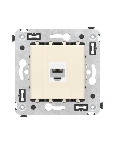 Розетка RJ-45 в стену, кат.5E, Avanti, одинарная, ванильная дымка (4405663). Розетка компьютерная. ДКС в Майкопе