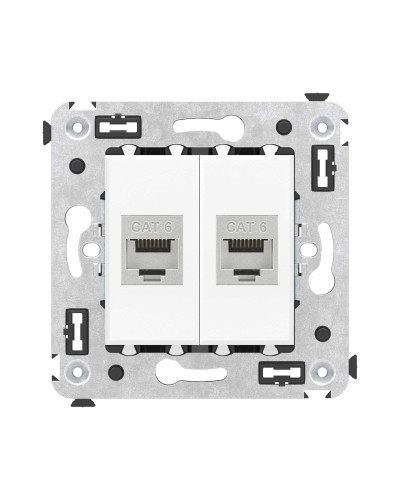 Розетка RJ-45 в стену, кат.6E, Avanti, двойная, белое облако (4400794). Розетка компьютерная модульная. ДКС в Майкопе