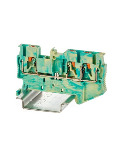 Клемма заземления, 3 точки подключения, 2.5 кв.мм (VPR-2.5-TWIN-PE-YG). Клемма заземления, зажим push-in. ДКС в Майкопе