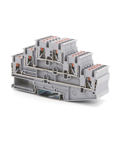 Клемма трехуровневая, зажим push-in, 2.5 кв.мм, синяя (VPR-2.5-3L-BU). Клемма проходная, 6 точки подключения. ДКС в Майкопе