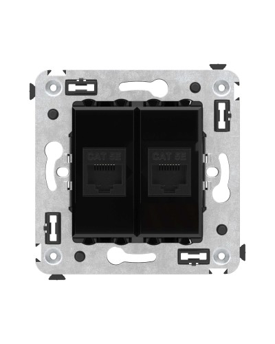 Розетка RJ-45 в стену, кат.5E, Avanti, двойная, черный квадрат (4402664). Розетка компьютерная. ДКС в Майкопе