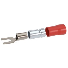 Наконечник вилочный НВИ 0,25-1,5 М4 (D4,3мм) (2A14P-DS-PVC). Наконечник вилочный с изолированным фланцем ПВХ, двойная гильза. ДКС