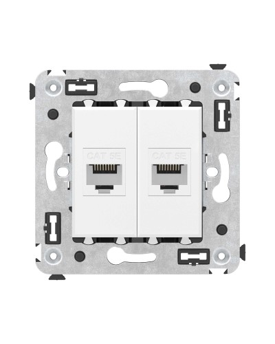 Розетка RJ-45 в стену, кат.5E, Avanti, двойная, белое облако (4400664). Розетка компьютерная. ДКС в Майкопе