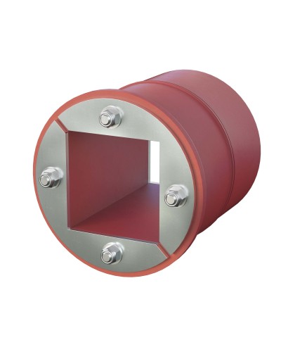 Проходка круглая, нержавеющая, D125х70 мм с проемом 80х80 мм (DXF3124): Проходка круглая, нержавеющая, с проёмом в Майкопе