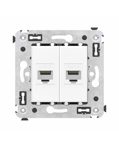 Розетка RJ-45 в стену, кат.6E, Avanti, двойная, белое облако (4400694). Розетка компьютерная. ДКС в Майкопе