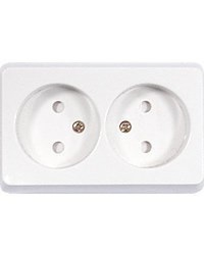 Розетка двойная открытой установки без з/к, бежевый, LK Standard (813601). Розетка без заземляющих контактов с защитными шторками. Экопласт в Майкопе