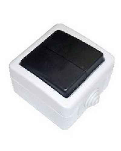 Переключатель двухклавишный 2-полюсный с 2 мест EF602SA, серый, LK Aqua (80006). Переключатель. Экопласт в Майкопе