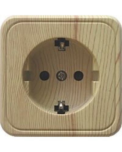 Розетка одинарная открытой установки с з/к, сосна, LK Standard (813225). Розетка с заземляющими контактами и защитными шторками. Экопласт в Майкопе