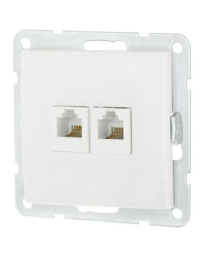 Розетка телефонная двойная 2xRJ-12 с накладкой, белый LK60 (865604-1). Розетка телефонная. Экопласт в Майкопе