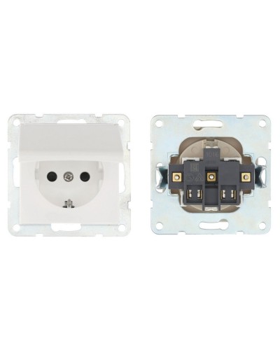 Розетка с з/к, шторками и крышкой, белый LK80 (843404-1). Розетка. Экопласт в Майкопе