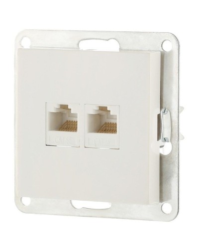 Розетка 2xRJ-45 кат.5е с накладкой, белый LK80 (846204-1). Розетка компьютерная двойная. Экопласт в Майкопе