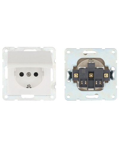 Розетка с з/к, шторками и крышкой, белый LK60 (863404-1). Розетка. Экопласт в Майкопе